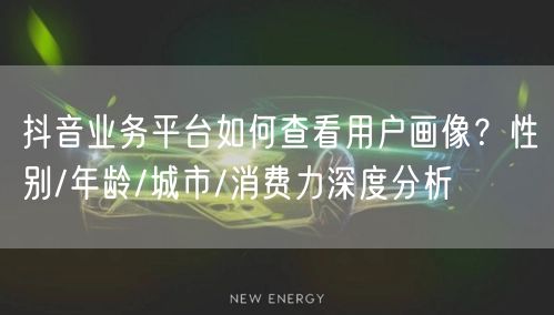 抖音业务平台如何查看用户画像?性别/年龄/城市/消费力深度分析